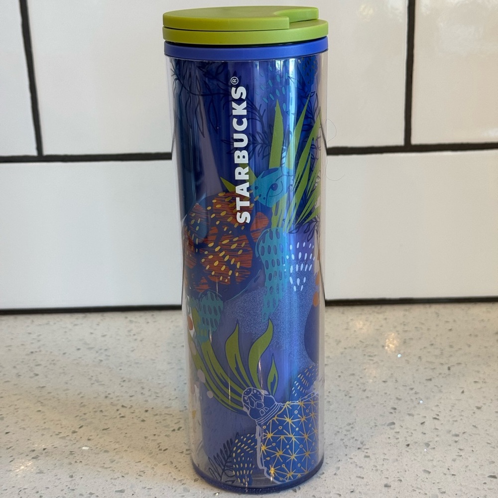 Starbucks Hawaii Collection Blue and Green Accents Tumbler with Tropical Flair